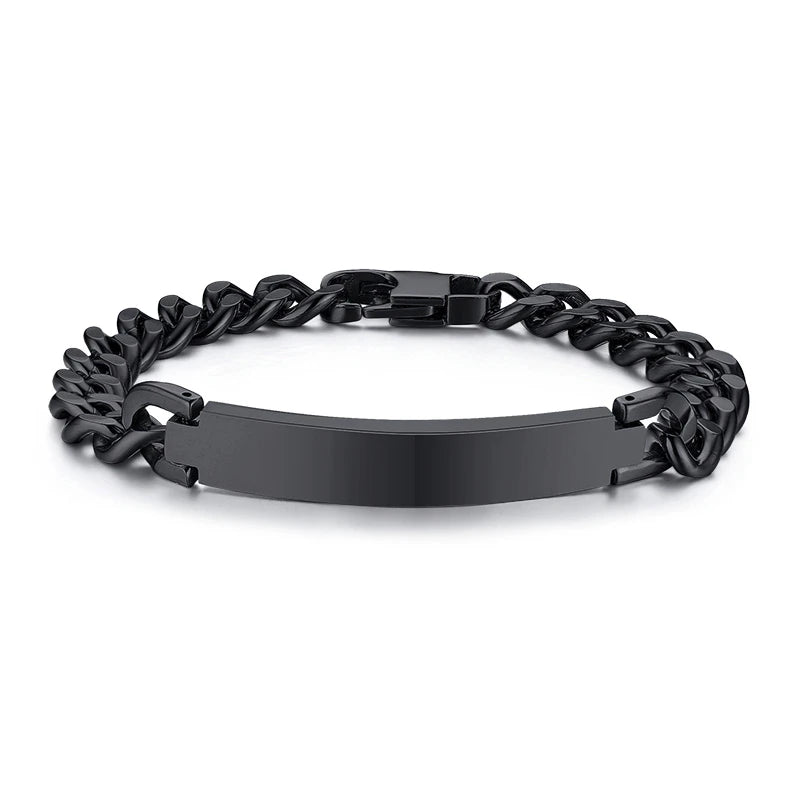 9Mm Stainless Steel ID Bracelets for Men Personalize Name Image Unique Gift Link Chain Bracelets