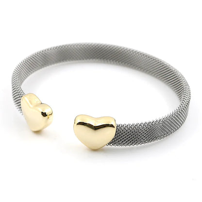 Vintage Stainless Steel Heart Cuff Bracelets Bangles Mesh Bracelets Bangles for Men Women Fashion Jewelry