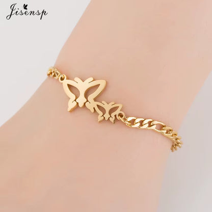 Elephant Butterfly Bracelets Bangles Animal Chain Link Bracelet Female Stainless Steel Bracelets for Women Accessories