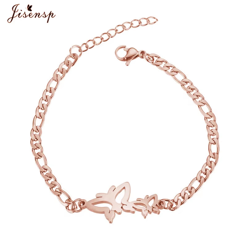 Elephant Butterfly Bracelets Bangles Animal Chain Link Bracelet Female Stainless Steel Bracelets for Women Accessories