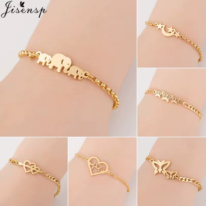 Elephant Butterfly Bracelets Bangles Animal Chain Link Bracelet Female Stainless Steel Bracelets for Women Accessories
